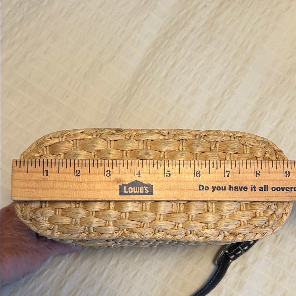 Brighton Tan Woven Crossbody with Black Trim and Charm - Picture 11 of 12